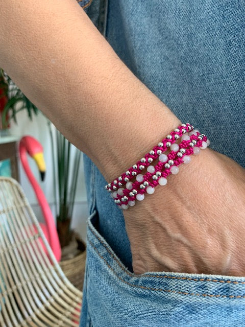 Fuchsia Silver Bracelet, Silver Bracelet for Women, Minimal Bracelet, Silver Jewelry, Silver Bracelet