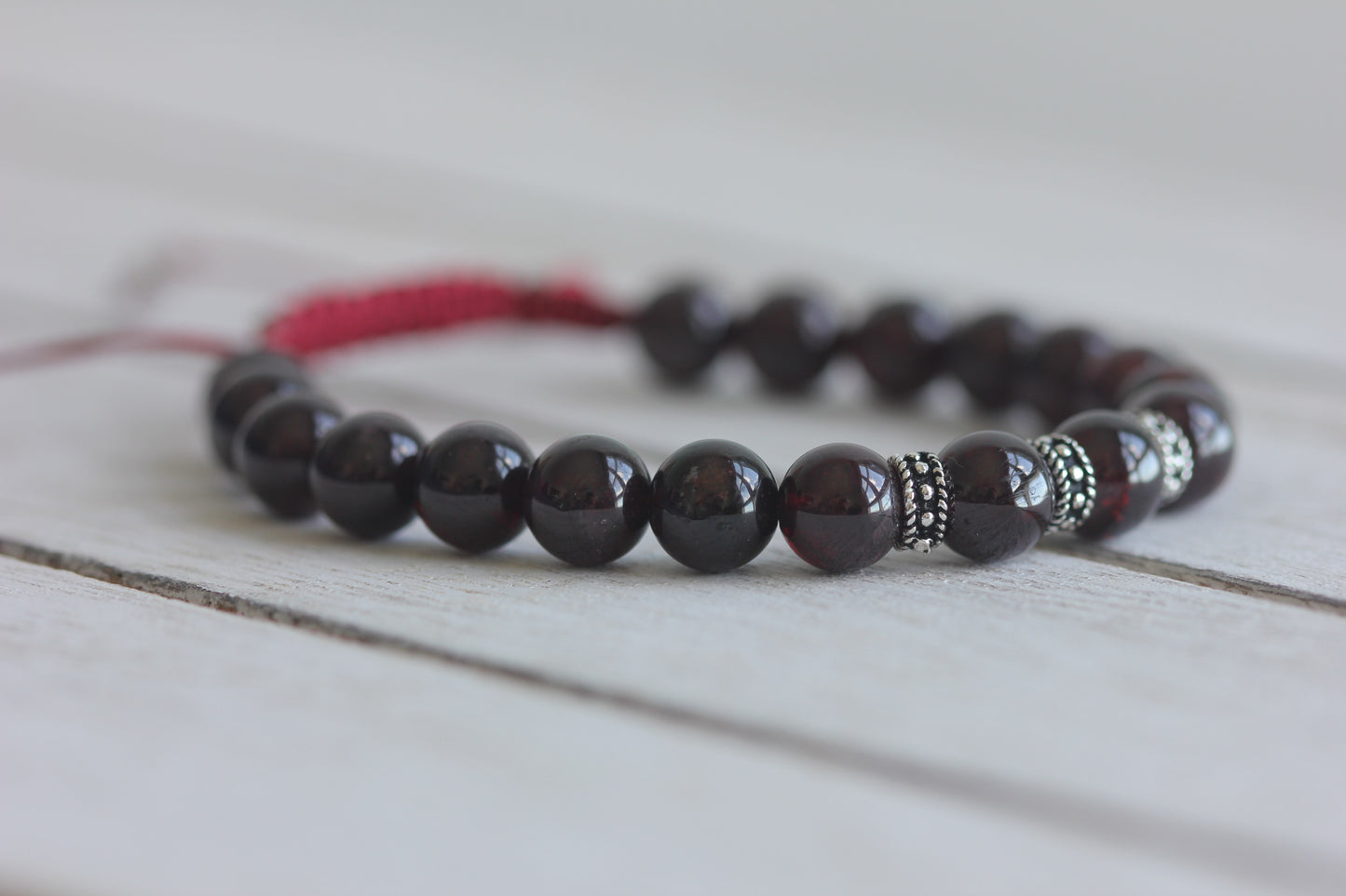Men's Garnet Bracelet, Garnet Jewelry, Men's Bracelets, Men's Beaded Bracelets, Silver Bracelet for Men
