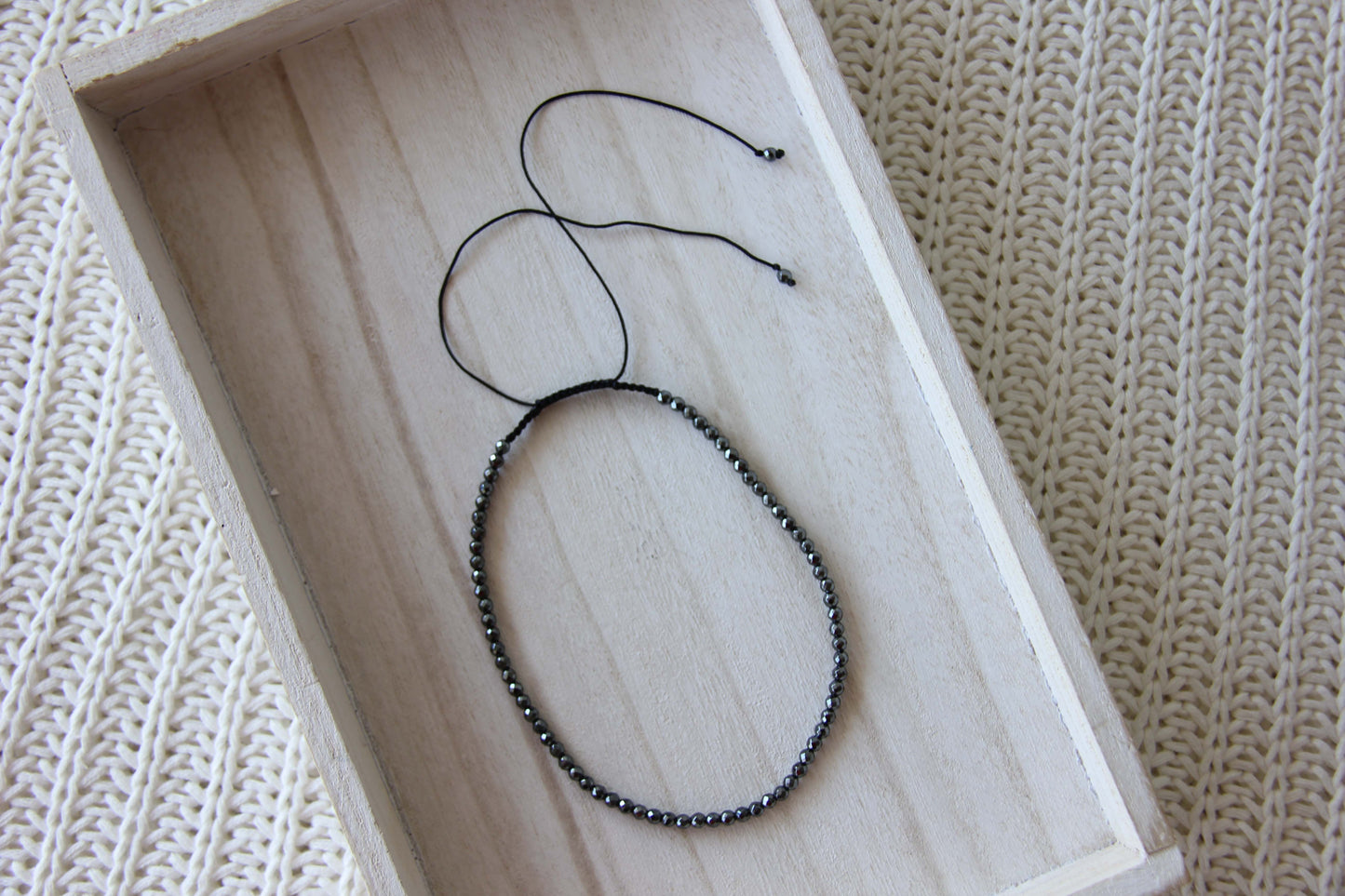 Hematite Beaded Adjustable Necklace