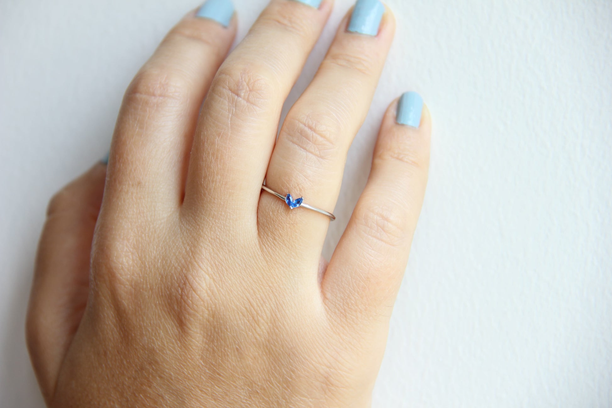 Blue Heart Ring with Zircon
