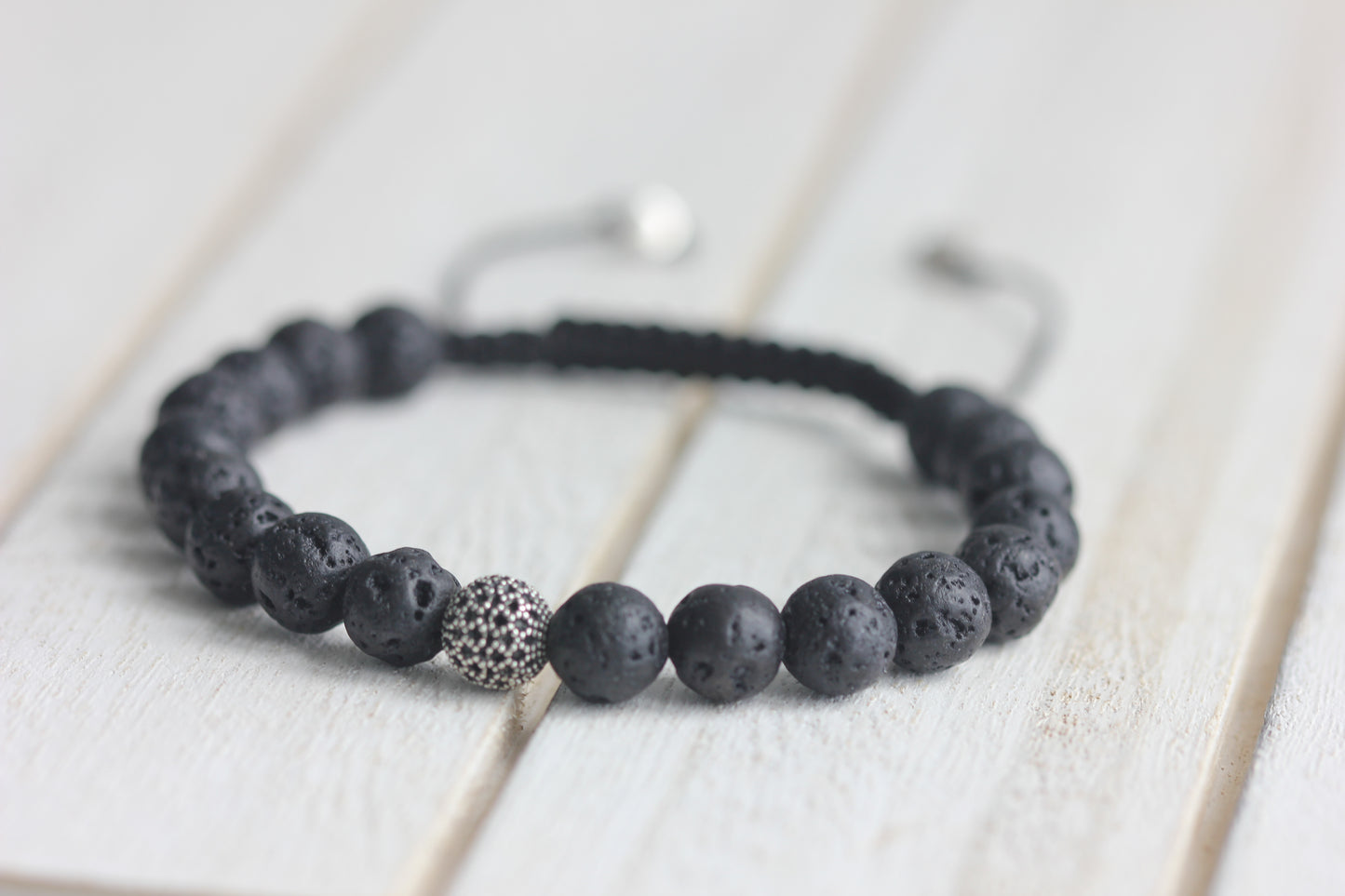 Men's Lava Bracelet, Men's Bracelets, Men's Beaded Bracelets, Silver Bracelet for Men, Lava Beads