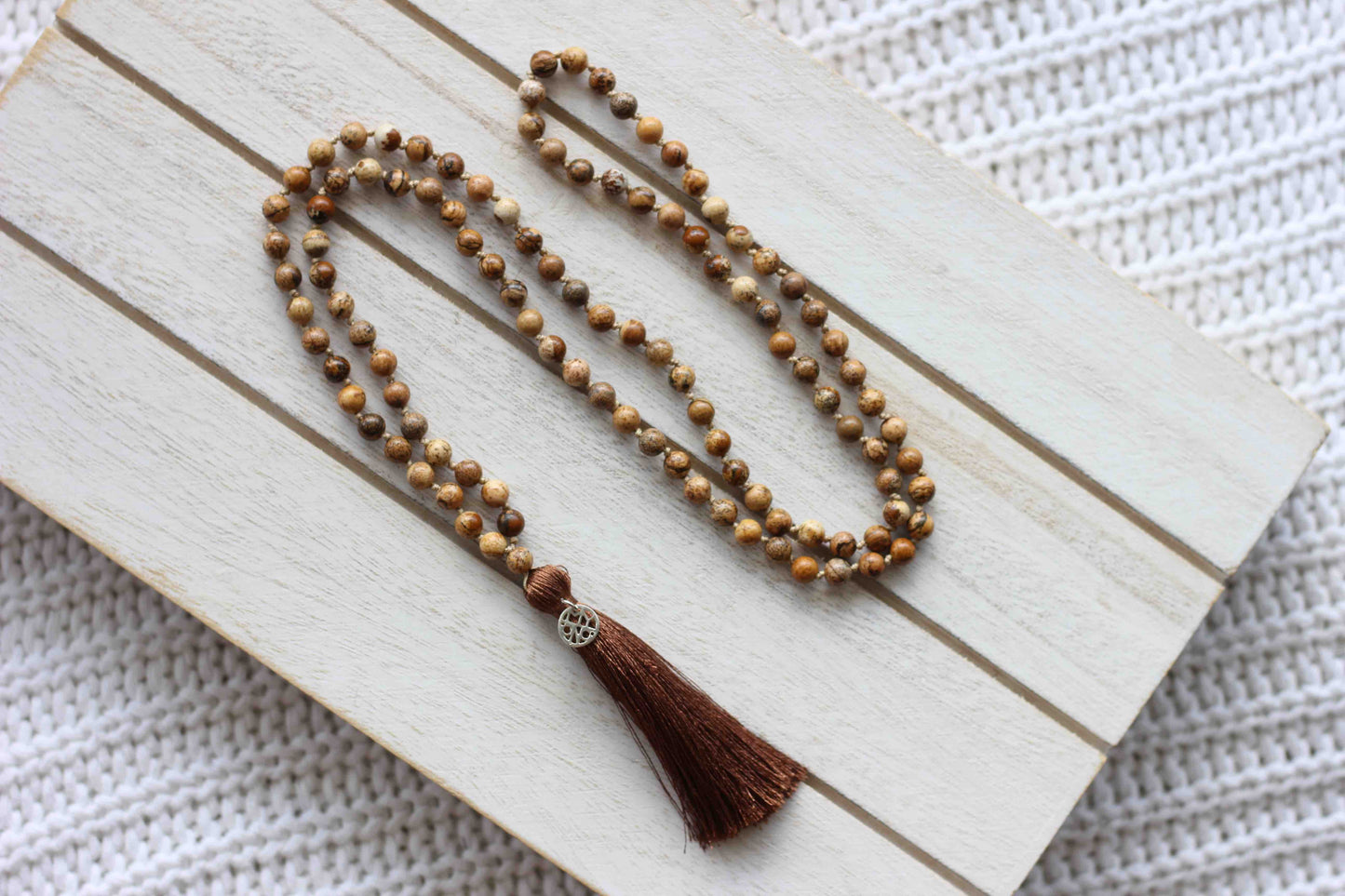 Picture Jasper Beaded Mala - Mala Necklace