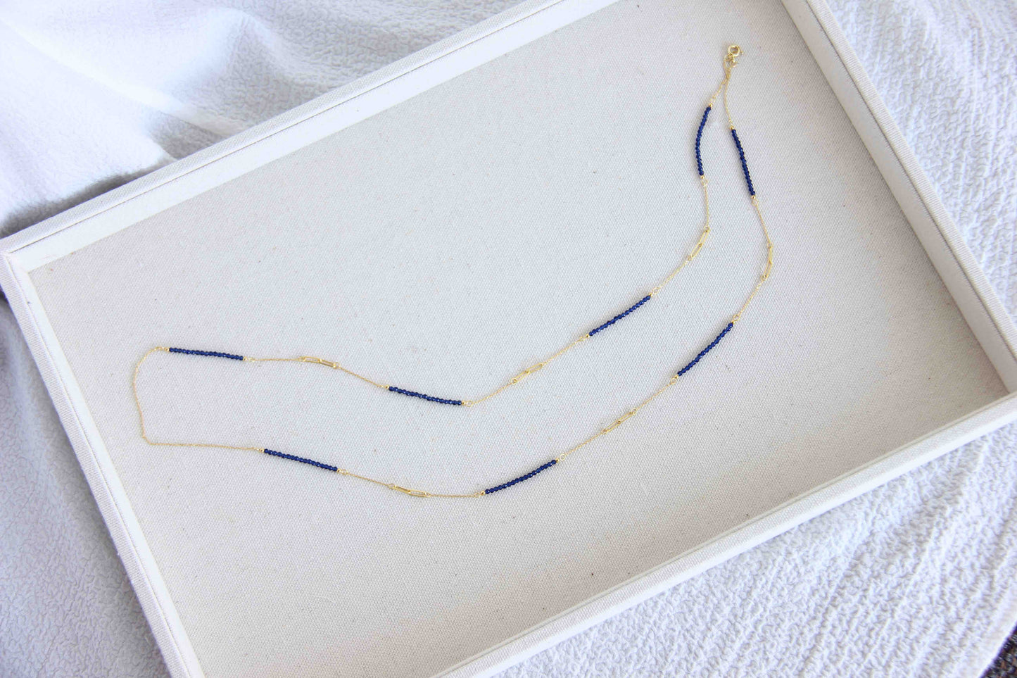 One of a kind Lapis Lazuli 3 layer gold necklace that you can wear for every occasion.