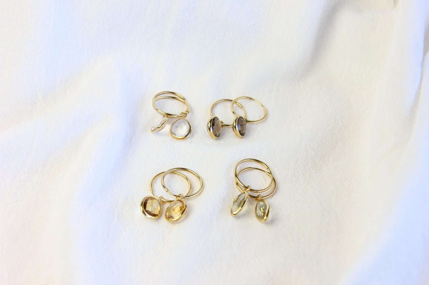 Green Quartz Hoop Earrings