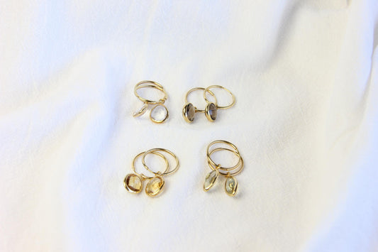 Green Quartz Hoop Earrings