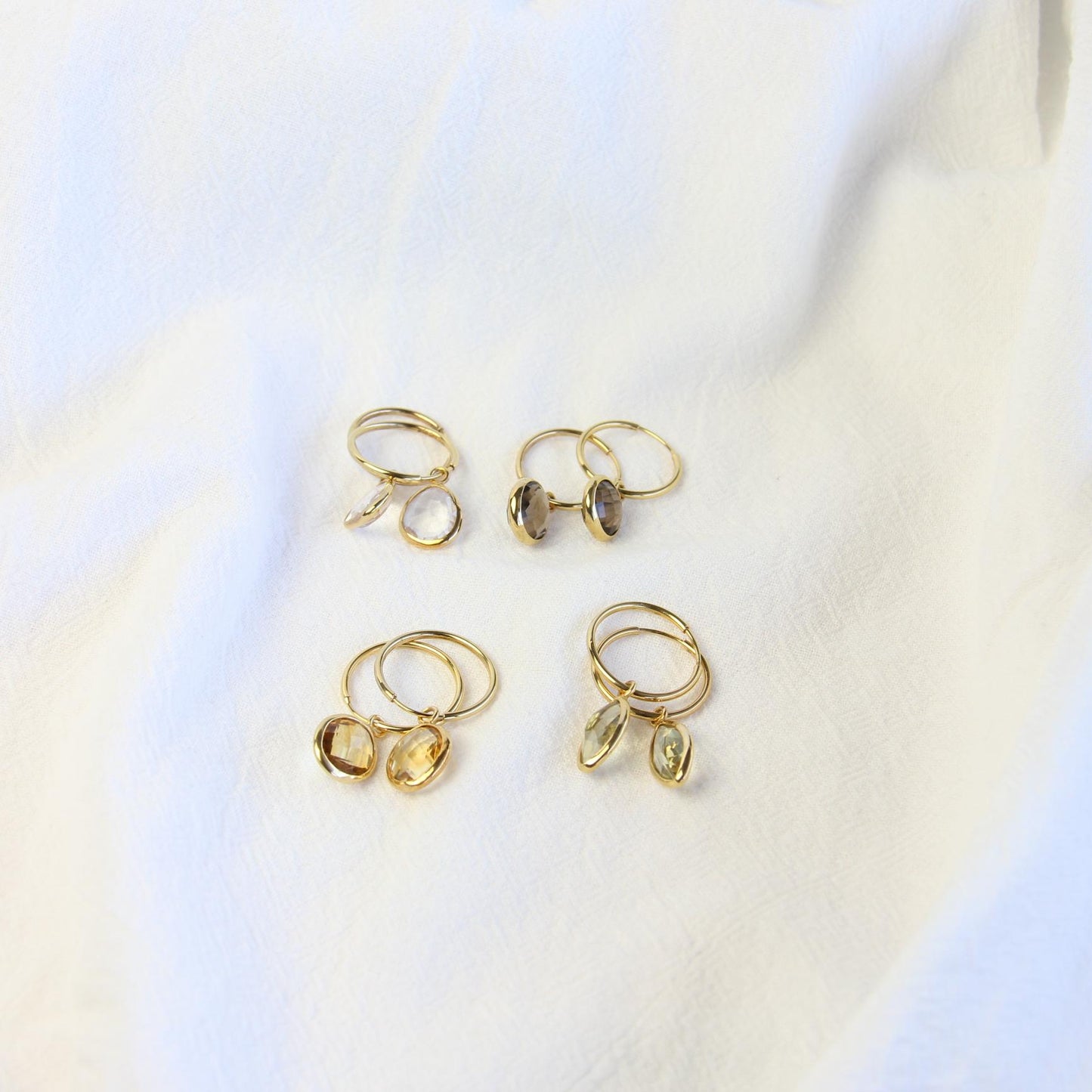 Quartz Hoop Earrings