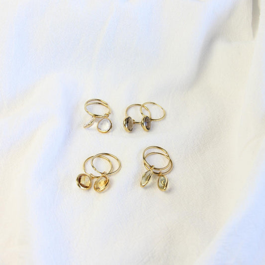 Quartz Hoop Earrings