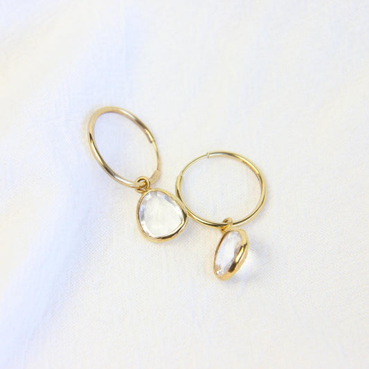 Quartz Hoop Earrings