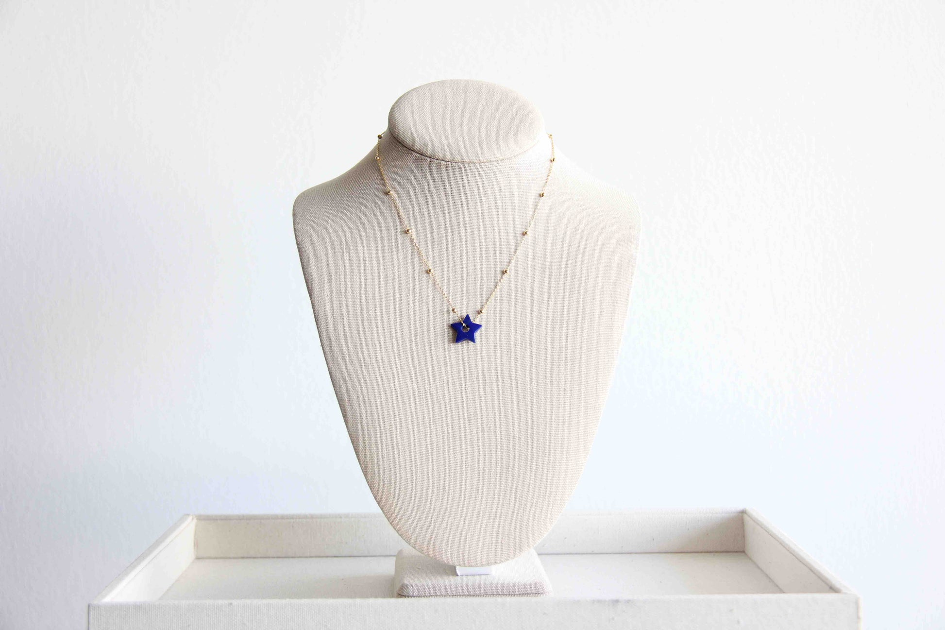 Lapis Lazuli Beaded 18K Gold Micro Plated on solid 925 Sterling Silver Chain Necklace