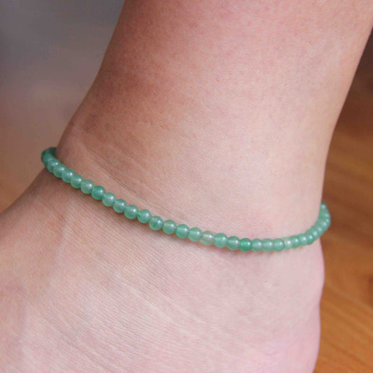 Green Aventurine Beaded Adjustable Anklets