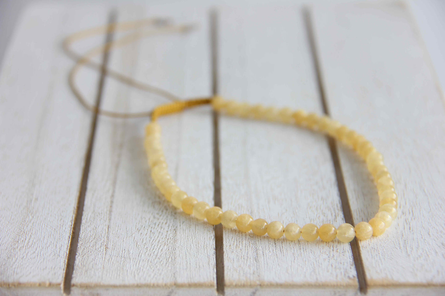 Adjustable Calcite Beaded Choker Necklace 