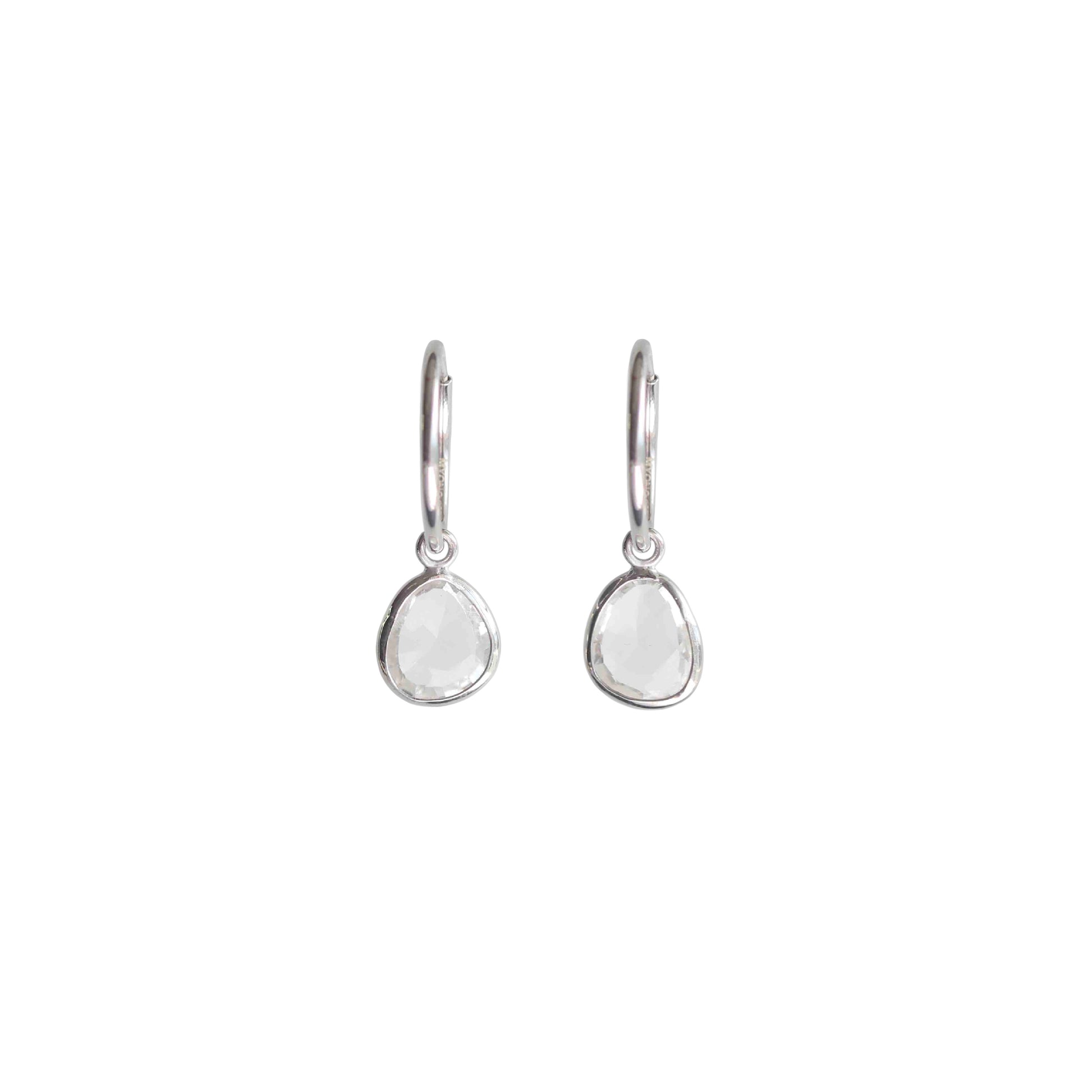 Quartz Hoops, Sterling Silver Hoop Earrings for Women, Quartz Jewelry
