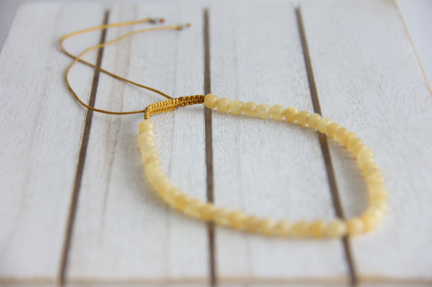 Adjustable Calcite Beaded Choker Necklace 