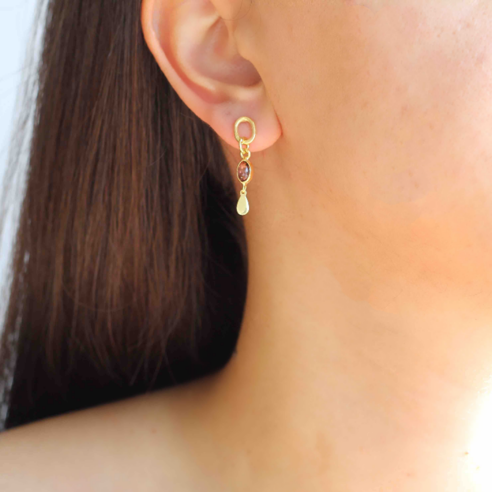 Inspired by the Mediterranean and Greek vibes, we designed these unique Beautiful Tourmaline Earrings with 14k gold micro plated for long lasting on solid 925 Sterling Silver.