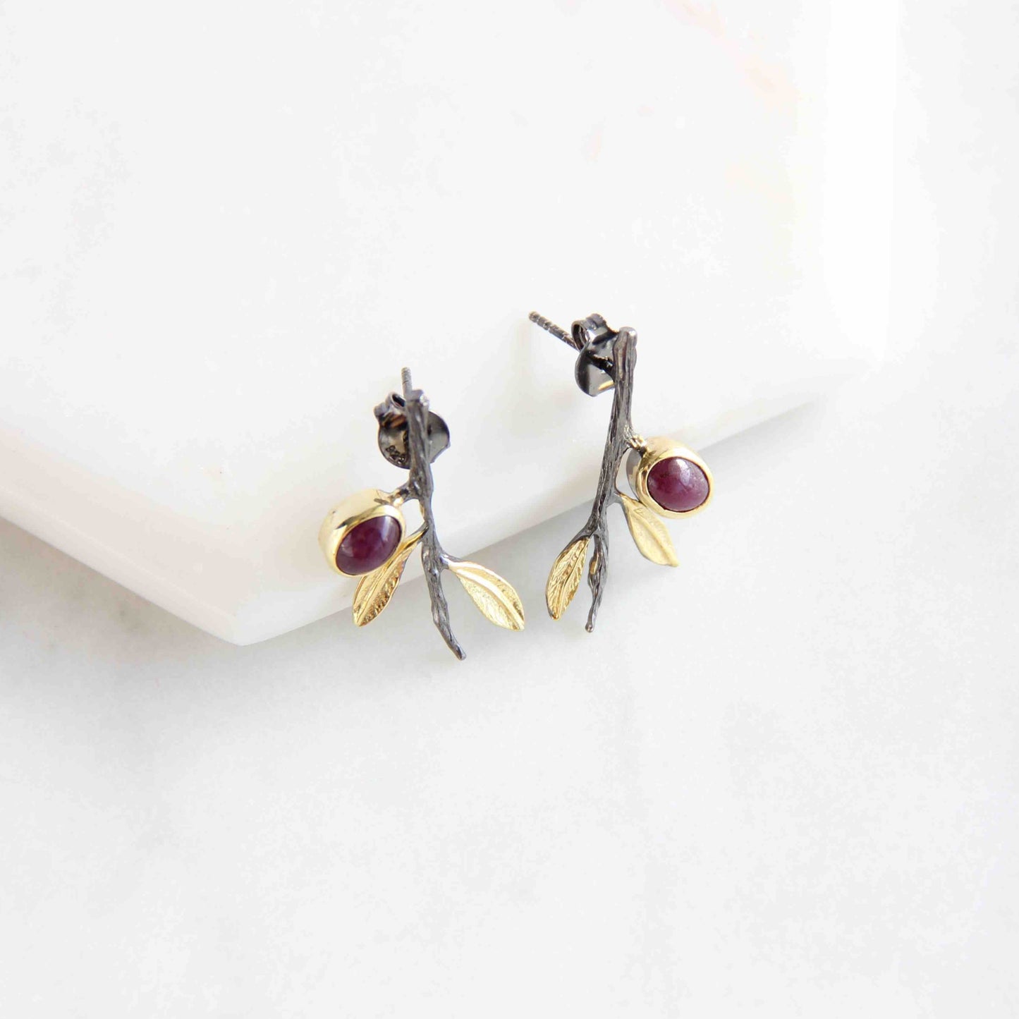 Sterling silver stud earrings with natural Tourmaline gemstone. Tourmaline is the birthstone of October. Handmade Gemstone Jewelry Gift for your loved ones