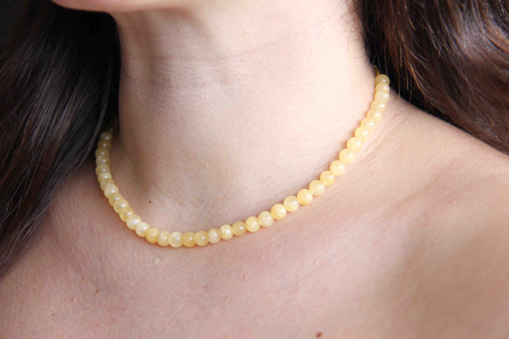 Adjustable Calcite Beaded Choker Necklace