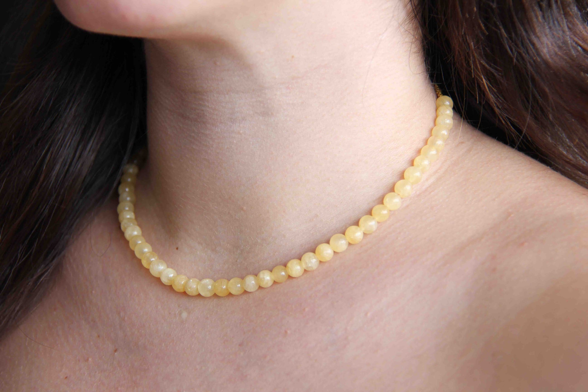 Adjustable Calcite Beaded Choker Necklace