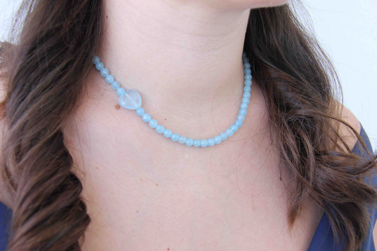 Blue Quartz Heart Necklace