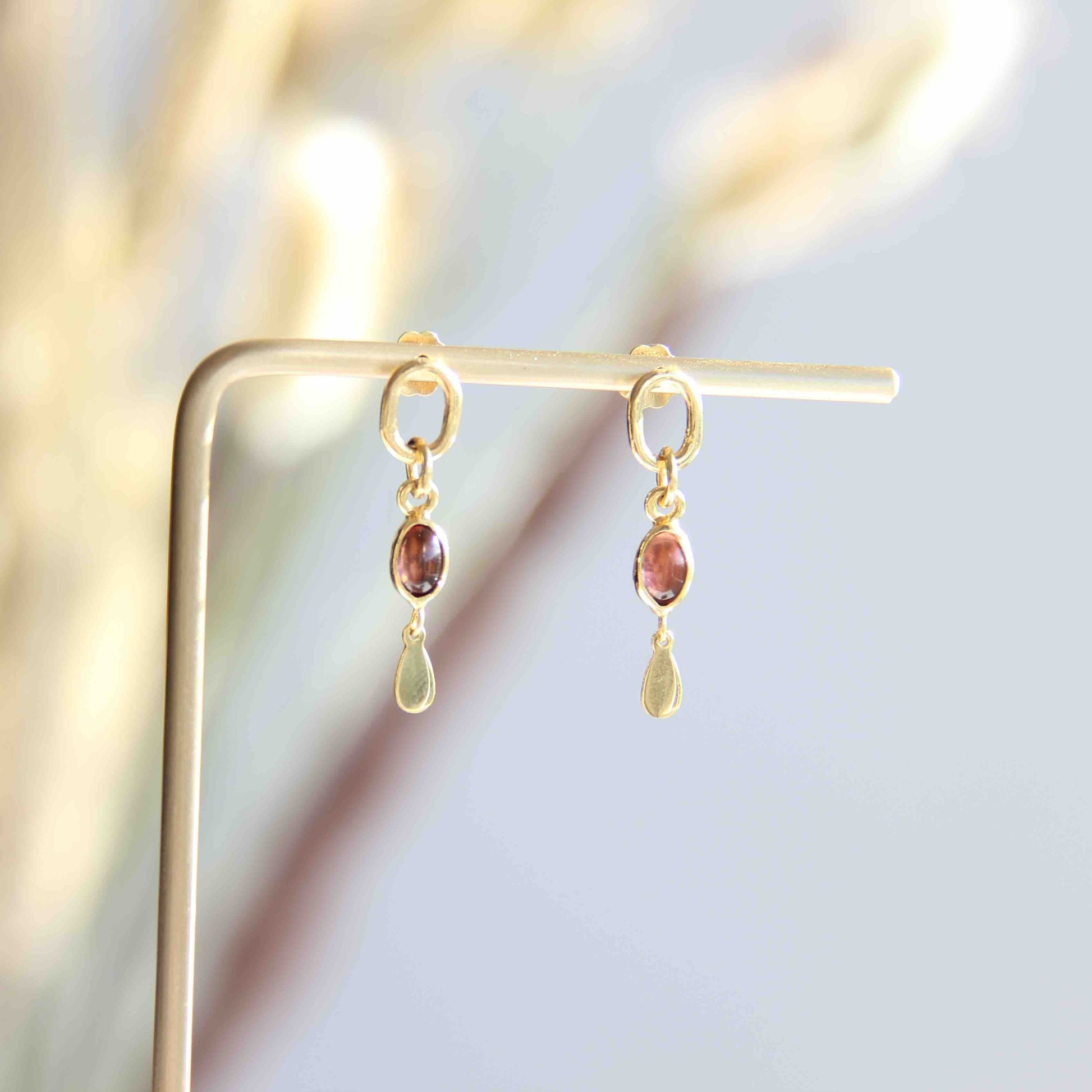 Inspired by the Mediterranean and Greek vibes, we designed these unique Beautiful Tourmaline Earrings with 14k gold micro plated for long lasting on solid 925 Sterling Silver.