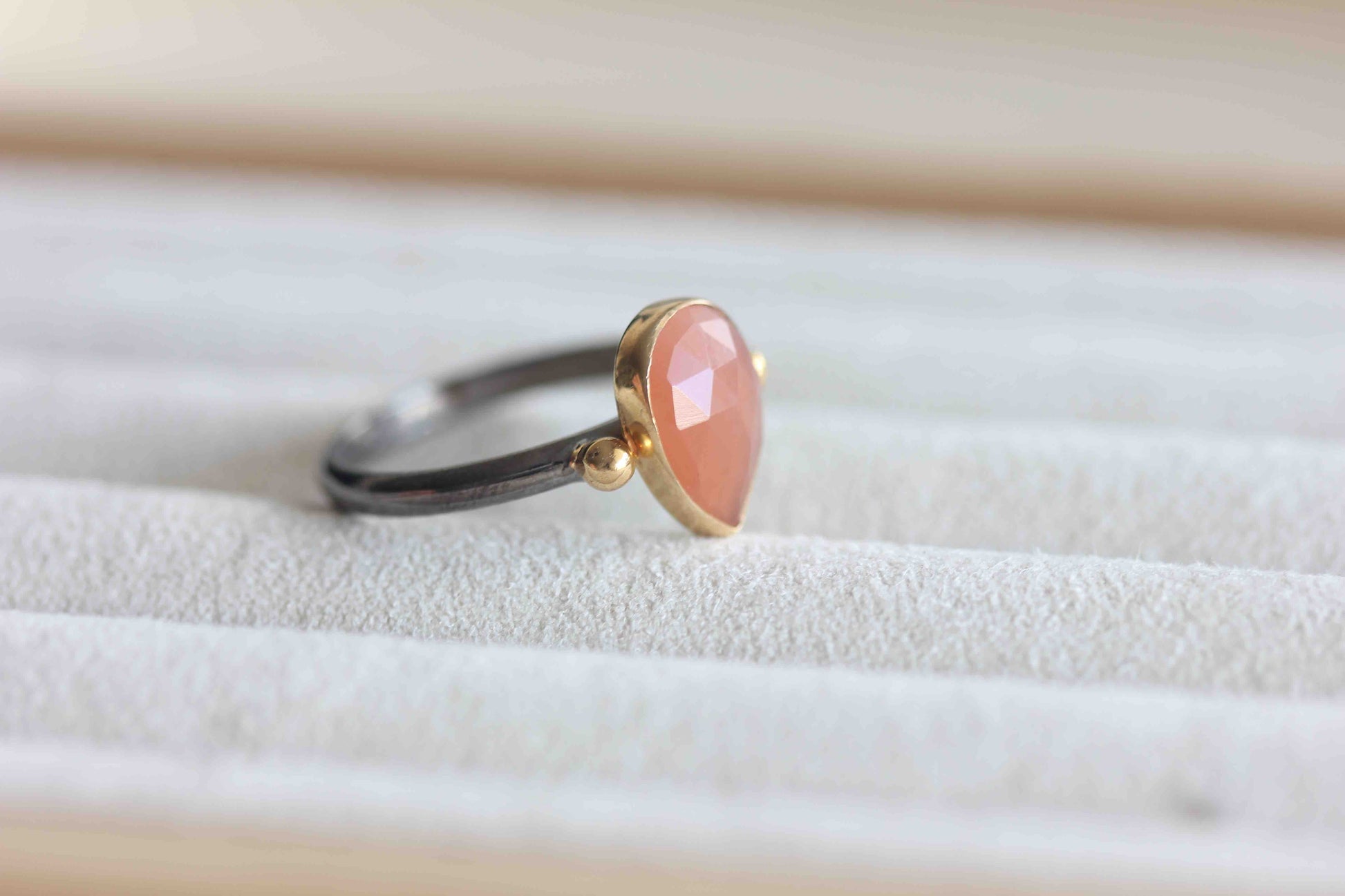 Pink Moonstone Silver Ring. Sterling Silver Jewelry. Moonstone Jewelry.