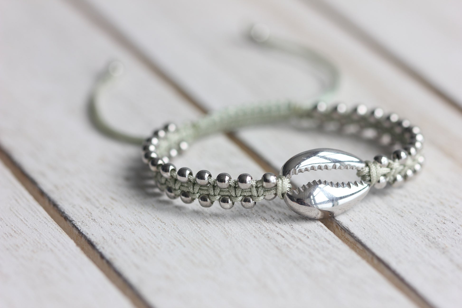 Mint Shelly Bracelet, Shell Bracelet, Silver Beaded Bracelets, Minimal Silver Bracelet, Silver Jewelry, Minimal Bracelets
