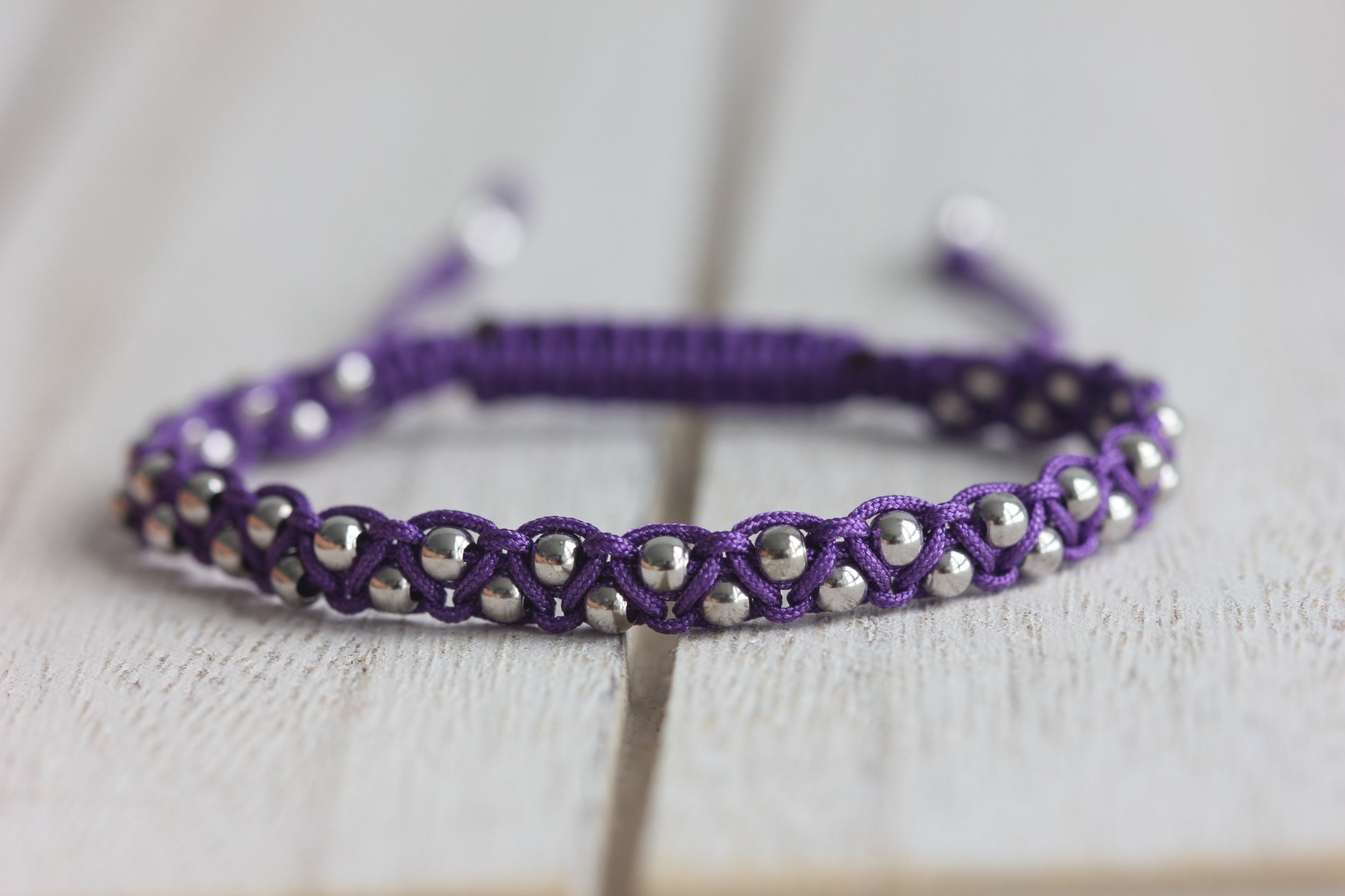 Purple Silver Bracelet, Silver Bracelet for Women, Minimal Bracelet, Silver Jewelry, Silver Bracelet