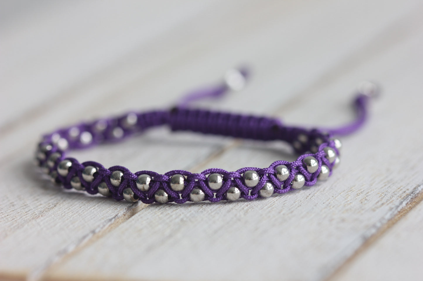Purple Silver Bracelet, Silver Bracelet for Women, Minimal Bracelet, Silver Jewelry, Silver Bracelet