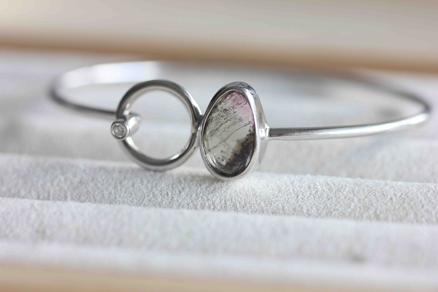 925 Sterling Silver Cuff Bracelet with Tourmaline