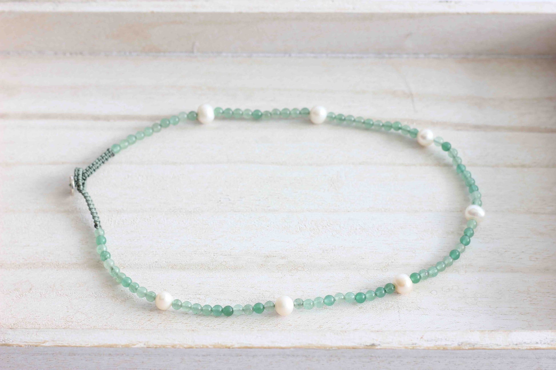 Green Aventurine Pearl Necklace, Pearl Necklace, Green Aventurine Necklace, Gemstone Necklace, Necklace for Women, Green Gemstone