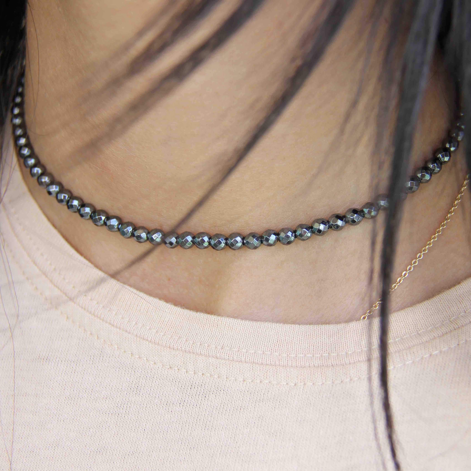 Hematite Beaded Adjustable Necklace