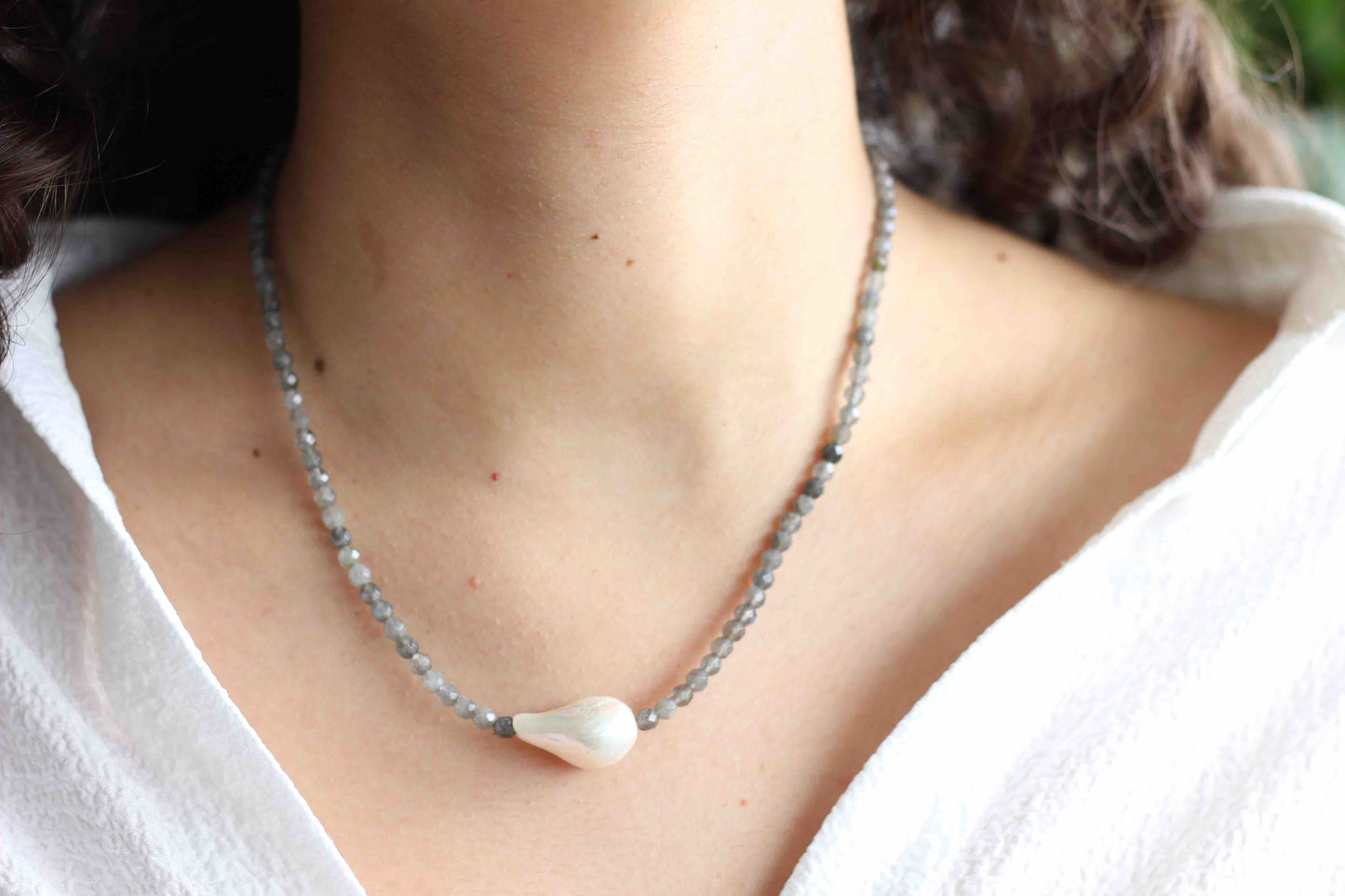 Labradorite Baroque Pearl Necklace, Labradorite Jewelry, Pearl Jewelry, Pearl Necklace, Necklaces for Women