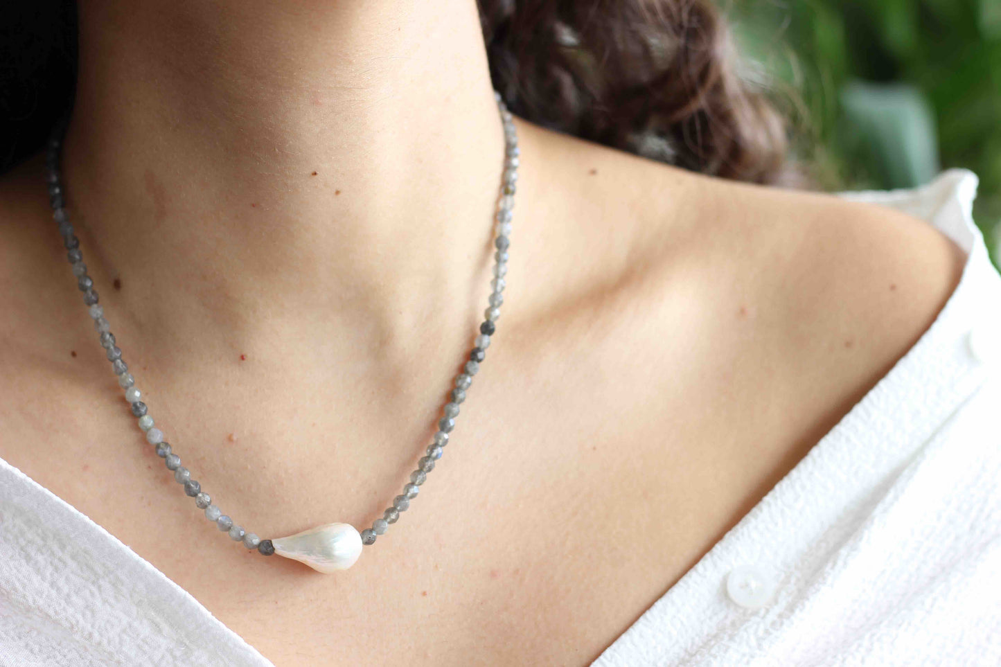 Labradorite Baroque Pearl Necklace, Labradorite Jewelry, Pearl Jewelry, Pearl Necklace, Necklaces for Women