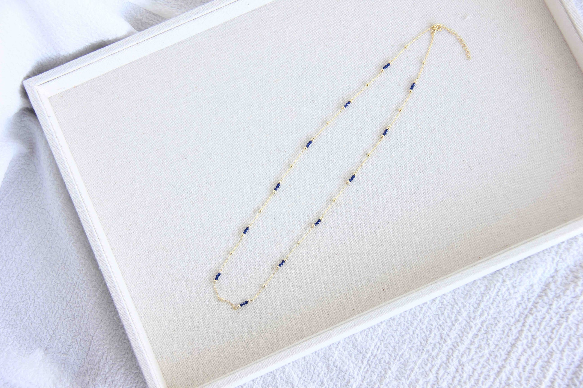 One of a kind Lapis Lazuli 3 layer gold necklace that you can wear for every occasion.