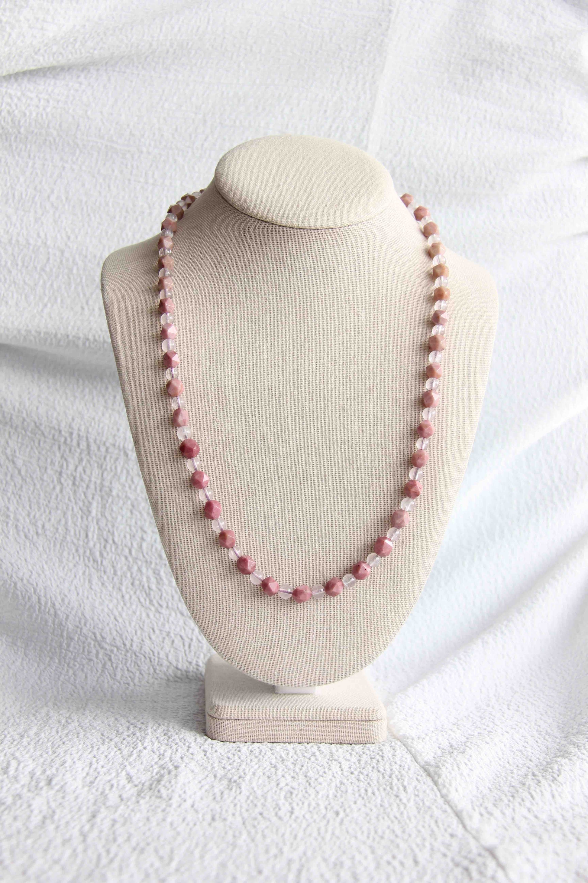 Rhodonite and Rose Quartz Necklace, Rhodonite Jewelry, Rose Quartz Jewelry, Necklace, Necklace for Women