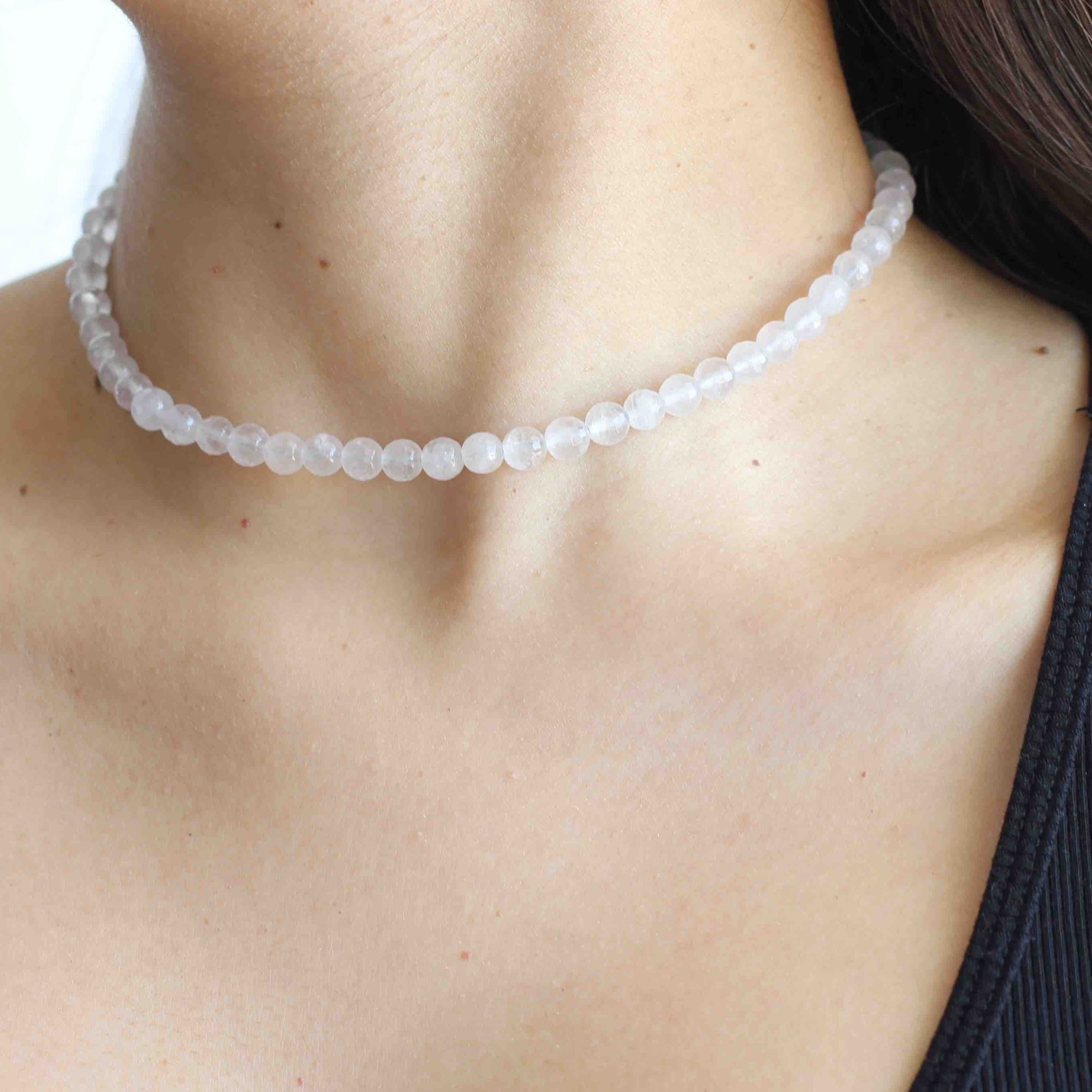 Blue Quartz Beaded Delicate Choker Necklace, Minimalist Choker Necklace,  Dainty Necklace Gift for Her – MYONO JEWELRY